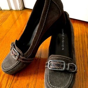 Marc Fisher suede wedge pumps